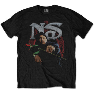 Nas - T-Shirt - Nas Red Rose Black (Bolur)