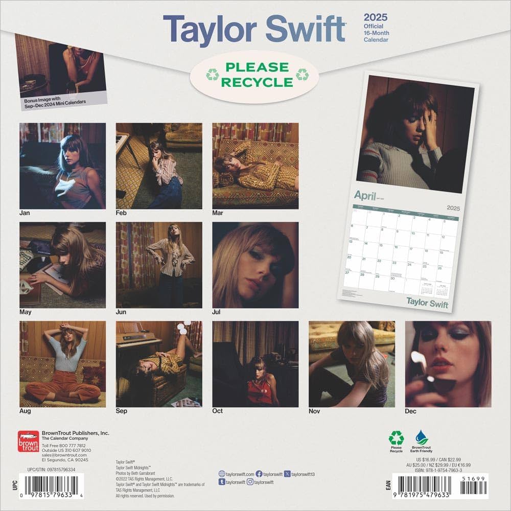 Taylor Swift Taylor Swift 2025 calendar Alda Music