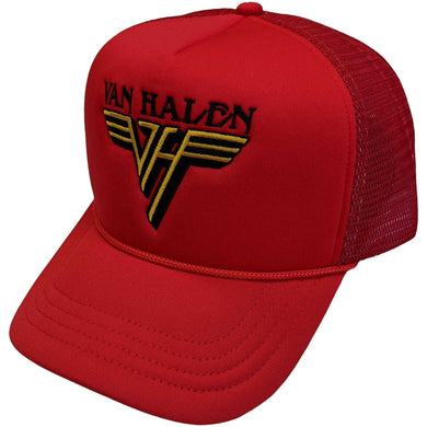 Van Halen - Baseball Cap - Van Halen Text & Yellow Logo Red - Derhúfa
